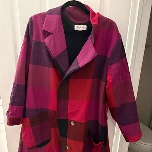 XL RUJUTA SHETH Barney trench coat in kinetic chex
